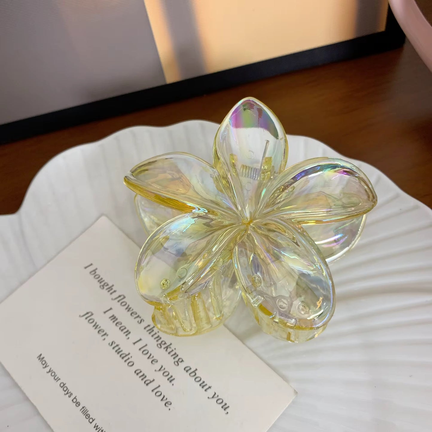 Iridescent Flower Hair Claw Clip - Random colour